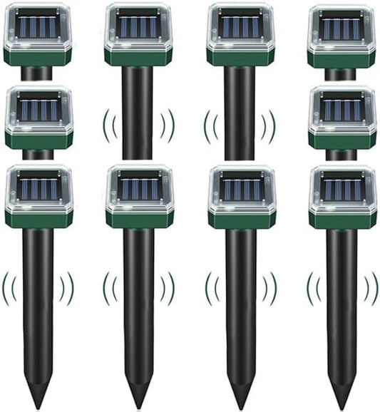 Mole Repellent 10 Pack Solar Powered Snake Repellent for Yard Ultrasonic Sonic Mole Deterrent Pest Control Rodent Repeller Chaser Gopher Vole Trap Outdoor Gopher Ultrasonic for Lawn Garden Repeller