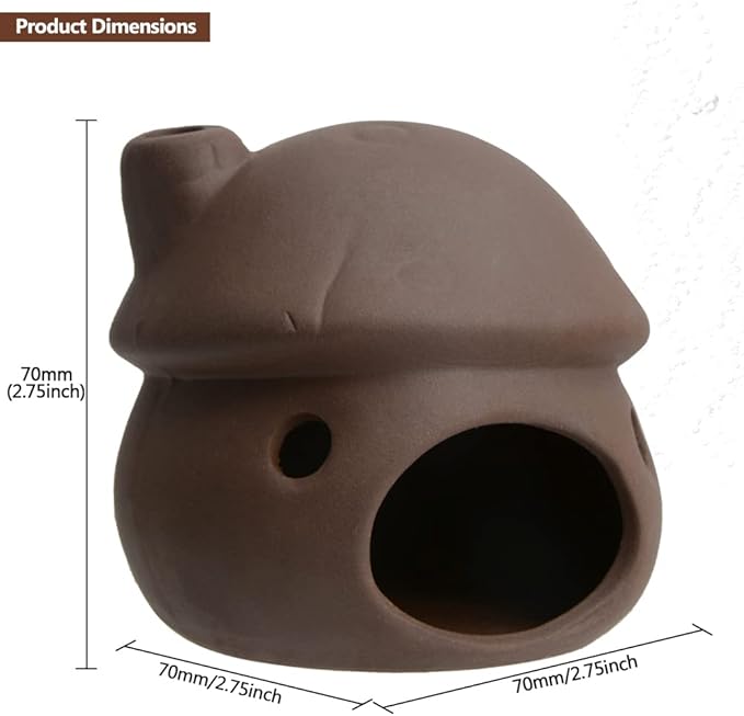 Ceramic Mushroom House Aquarium Decorations, Cichlid Caves Gold Fish House for Betta Goldfishes Cichlid to Rest, Breed, Hiding, Fish Tank Accessories - Brown
