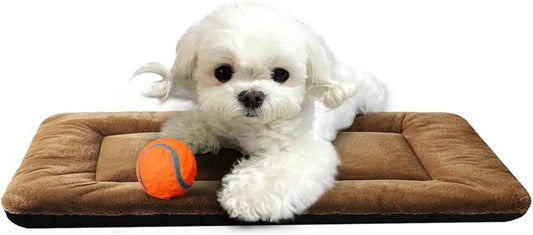 Dog Crate Pad Washable Dog Bed for Crate Small Cozy Mat 22-Inch Brown | Ultra Soft Kennel Pad,Anti-Slip Bottom,Fits for Most Metal Crates,Comfortable Sleeping Pet Mat