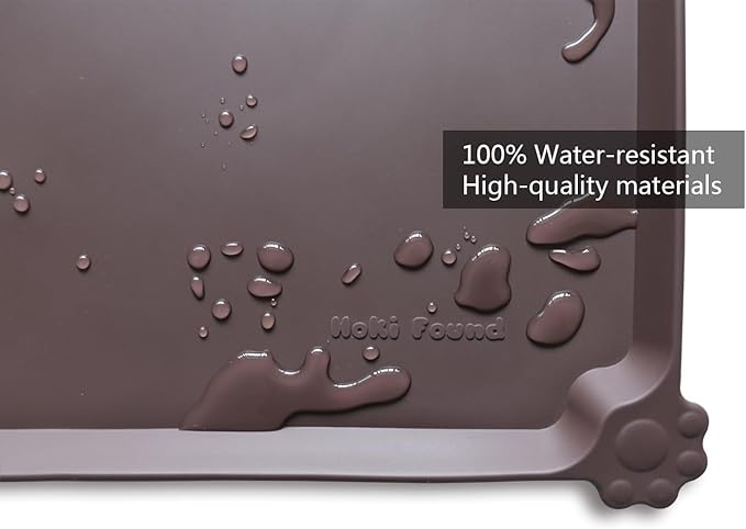 Tapis d'alimentation antidérapants en silicone Hoki X-Large – Imperméables, Idéal pour Chiens, Chats & Moquettes – Chêne foncé