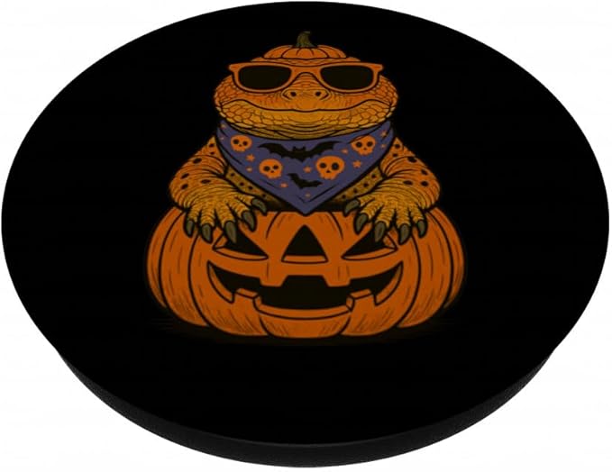 Spooky Uromastyx Pumpkin Halloween PopSockets Adhesive PopGrip