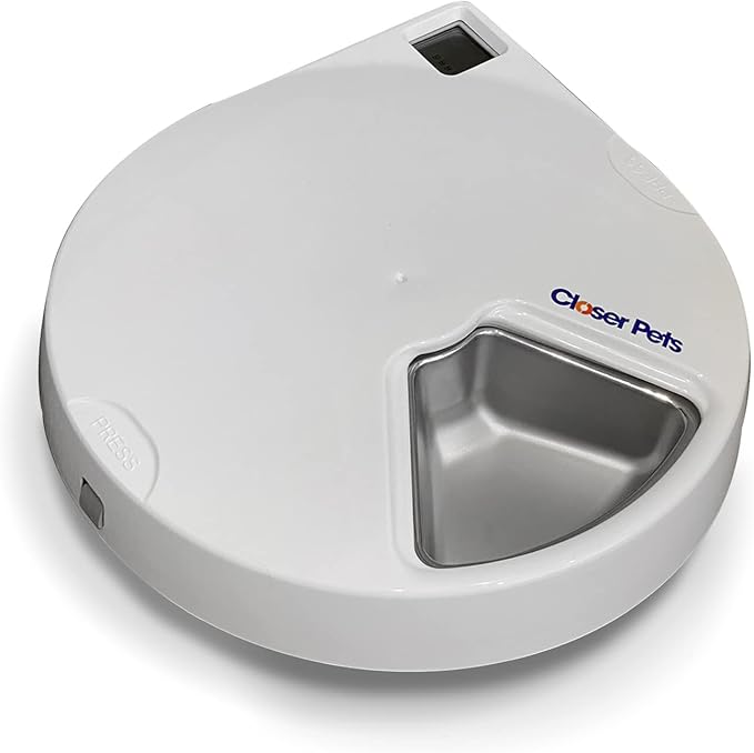 Closer Pets C500 Five-Meal Automatic Pet Feeder with Stainless Steel Bowls