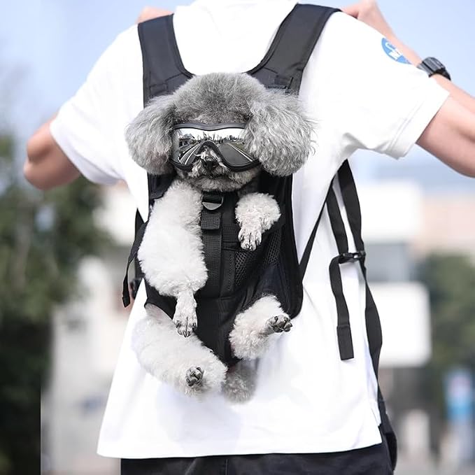 Wakytu Pet Front Dog Carrier Backpacks, Adjustable Dog Backpack Carrier, Comfortable Shoulder Straps, Soft Sponge Cushion, Designed to Fit Pets, S Size, 2-7LB