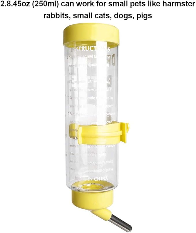2PCS 8.45 oz No Drip Small Animal Water Bottle, Cage Water Bottles for Small Pet/Bunny/Ferret/Hamster/Guinea Pig/Rabbit