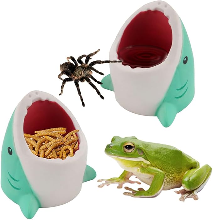 2 Pack Small Reptile Food Dish Plastic Water Bowl for Spider Tarantula Lizard Gecko Frog Snake