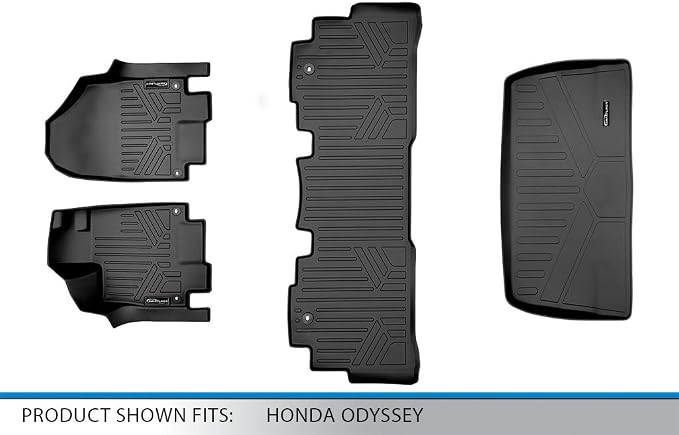 SMARTLINER Custom Fit Floor Mats 2 Rows and Cargo Liner Behind 3rd Row Set for 2018-2025 Honda Odyssey