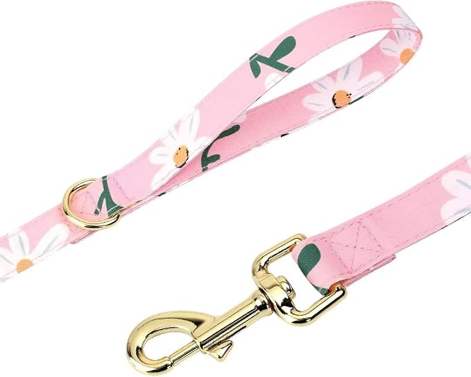 Beirui Cute Dog Collars,Harnesses,Leashes Set, Floral Pattern, Pink-1,S | Girl Dog Harness Set with Flower, Adjustable and Soft Mesh Lining, For Small Dogs Daily Walks