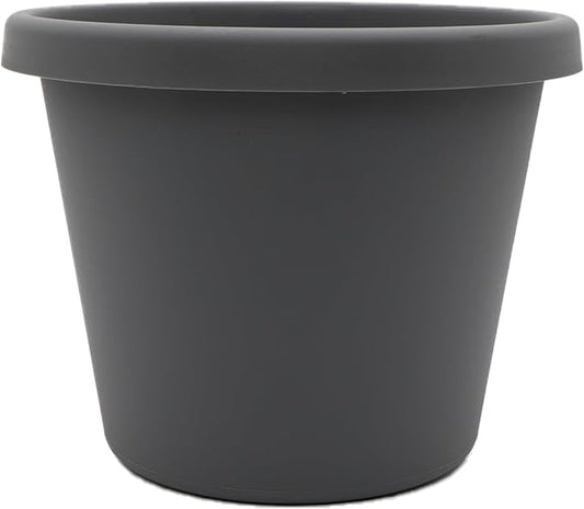 The HC Companies Prima Round Plastic Plant Pot w/Rolled Rim - Lightweight & UV Resistant Flower Pot for Herbs & More - Outdoor & Indoor Plant Pots w/Drainage (16 inch, Warm Gray, Pack of 1)