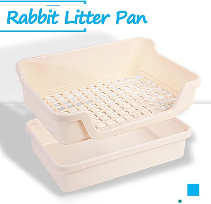Hamiledyi Extra Large Rabbit Litter Box Pet Corner Toilet Small Animal Potty Trainer Huge Bunny Litter Pan with Plastic Grate Deep Dump Tray for Adult Guinea Pigs Chinchillas Ferrets Galesaurs White