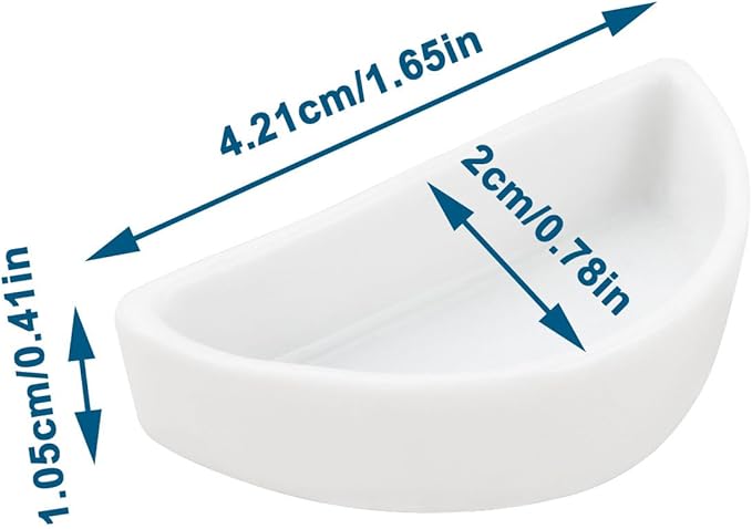 ECSiNG 6PCS Hermit Crab Mini Ceramic Dish 4.21x2x1.05cm Semicircle Shape Reptile Food Bowl for Spider Hermit Crab Tarantula Millipede White