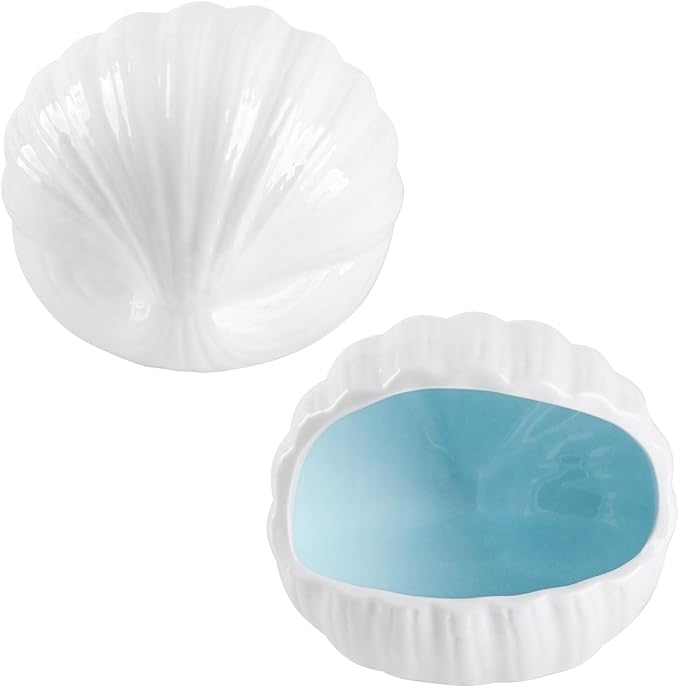 AnRui Cute Ceramic Aquarium Decorations Large Conch Shell-Shaped House Thematic Betta Fish Tank Accessory Decor Ornament Hideout Cave for Fish Playing or Hiding, Blue