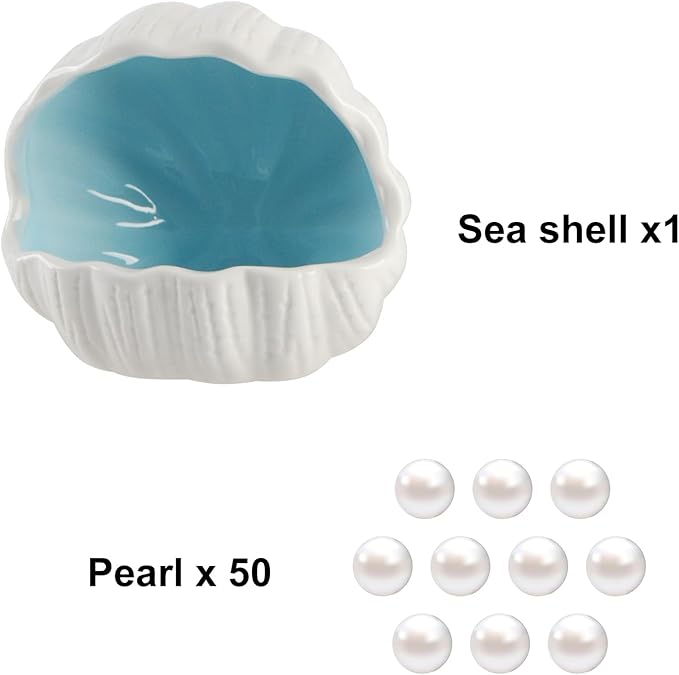 AnRui Cute Betta Fish Tank Decor Ceramic Conch Shell-Shaped House Thematic Hideout Cave for Fish Playing or Hiding Underwater World Aquarium Background Pearl Ornament, Blue