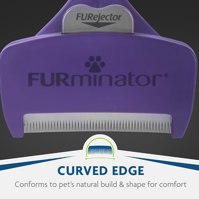 FURminator Medium to Large Cat deShedding Tool for Short Hair | Reduces Loose Hair From Shedding, Easy Clean-Up, For Cats Over 10 lbs, Use Weekly, Ergonomic Handle For Comfort