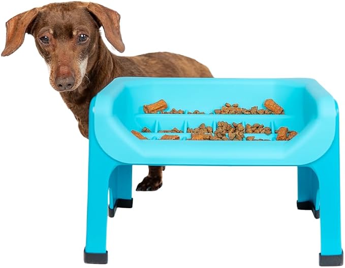 Fluff Trough Elevated Slow Feeder Dog Bowls | Puzzle Cat Bowl with Non-Toxic Silicone Minimizes Neck Strain | No Spill Slow Feeder Bowl Insert Set Ideal for Flat Face Pets