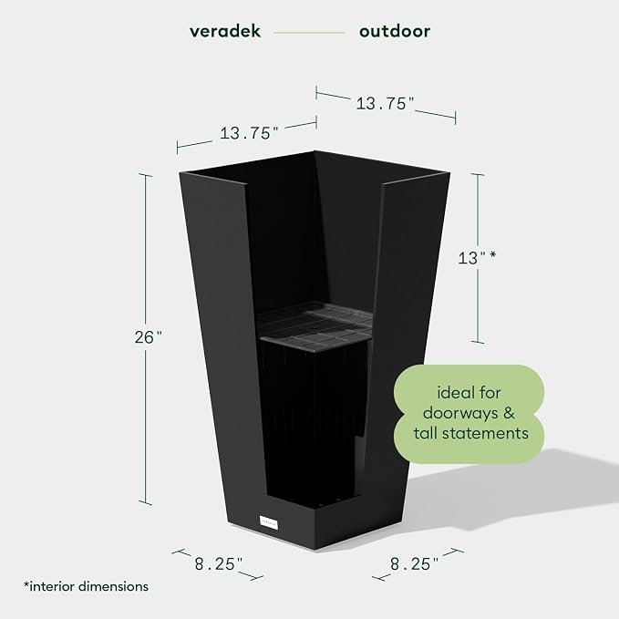 Veradek V-Resin Indoor/Outdoor Taper Planter (26 inch, Black)