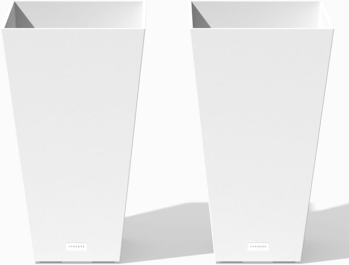 Veradek V-Resin Indoor/Outdoor Taper Planter, 2-Pack (24 inch, White)