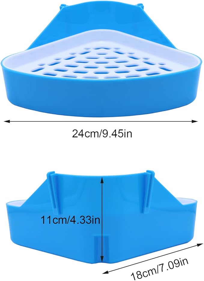 Litewoo Rabbit Litter Box Toilet Bunny Corner Litter Pan Pet Toilet Potty for Guinea Pigs Hamster Chinchilla Ferret Rabbit Small Animal (Blue)