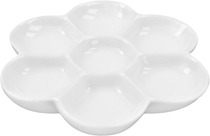 4.53" Hermit Crab Ceramic Food Dish,7 Compartments Ceramic Anti-Turning Food & Water Bowl for Hermit Crab Tarantula Snail