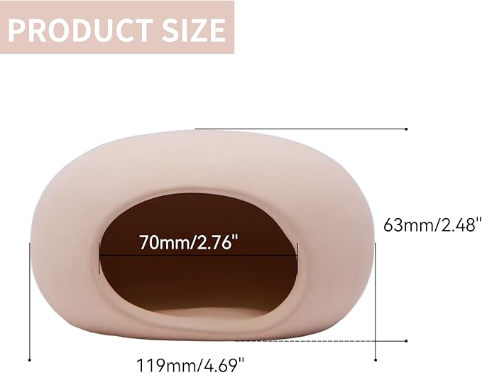 Saim Aquarium Decorations Ceramic Cave, Betta Fish Tank Accessories for Shrimp Cichlid Hiding Breeding Small Fish Bowl Hide Ornaments Betta Toys Hideout House - Natural Color