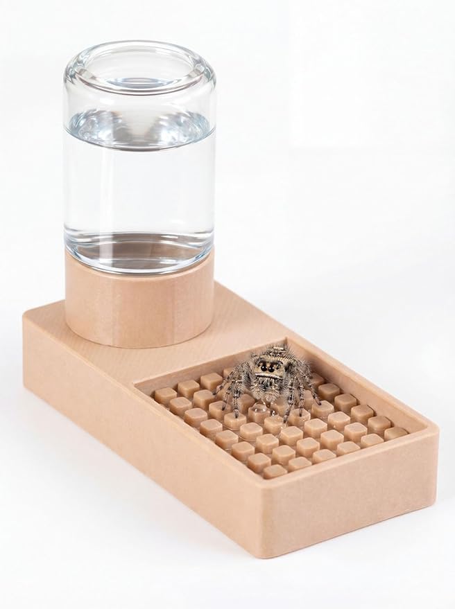Jumping Spider Water Dispenser Jumping Spider Enclosure Accessories Suitable for Tarantulas, Praying Mantises,and Other Small Animal Enclosure Accessories (Natural Wood Color)