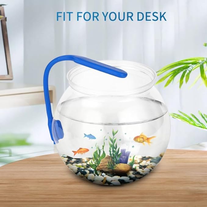 Mini Transparent Plastic Fish Bowl, Decorative Betta Fish Plant, Desktop Bookshelf Aquarium, Small Size