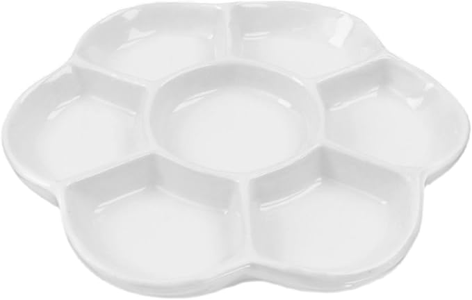5.51" Hermit Crab Ceramic Food Dish,7 Compartments Ceramic Anti-Turning Food & Water Bowl for Hermit Crab Tarantula Snail