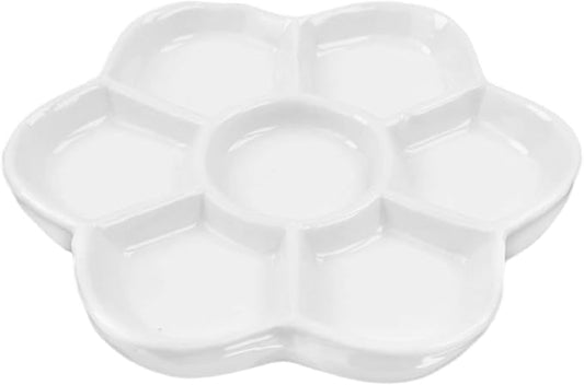 5.12" Hermit Crab Ceramic Food Dish,7 Compartments Ceramic Anti-Turning Food & Water Bowl for Hermit Crab Tarantula Snail