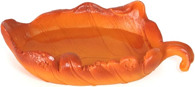 Food/Water Dish for Reptiles, Amphibians and Other Little Critters Water/Food Bowl, Made from Premium Resin (Yellow Leaf Bowl)