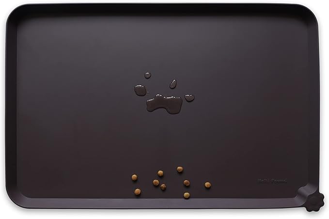 Tapis d'alimentation antidérapants en silicone Hoki X-Large – Imperméables, Idéal pour Chiens, Chats & Moquettes – Chêne foncé