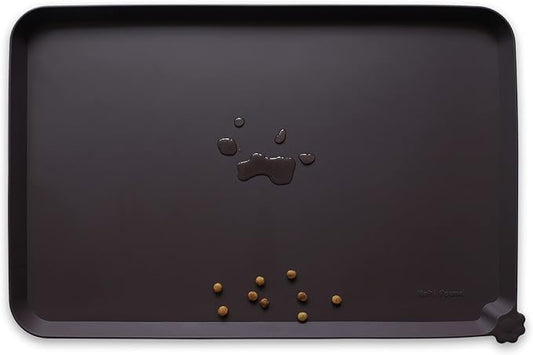 Hoki Found L Silicone Non Slip Pet Dog Cat Bowl Mats - Waterproof Dog Cat Food Mats - Dark Oak