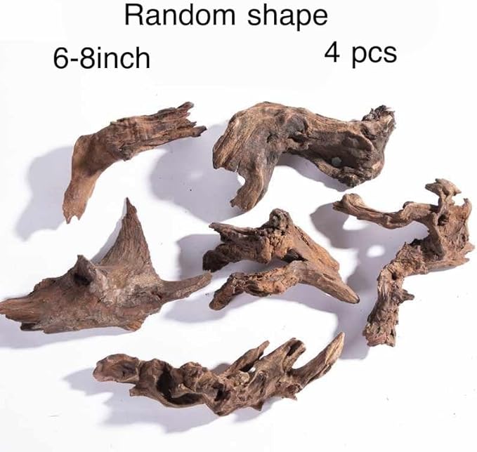 YZHZOM Small Natural Driftwood for Aquarium Styling Carefully Selected Natural Aquarium Decor Driftwood for Reptile Tank Reptile Tank Wood Decor (Driftwood 6-8inch 4pcs)