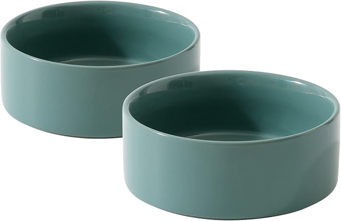 Havniva Cat Bowls Set of Two, 6.1” Ceramic Cat Food and Water Bowls | Cat Food Bowls Whisker Friendly, Non-Slip Base, Food-Grade Ceramic, Wide Opening, Dishwasher Safe, Cat Bowls for Indoor Cats