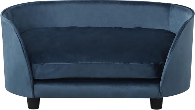 Pet Sofa Bed,Cat Sofa Couch,Small Dog Beds,Pet Sofa Couch, Cat Beds,Wooden Frame and Velvet Fabric and Washable Cushion, Comfy Dog Couch for for Small Dogs &Cats&Puppy (Blue)