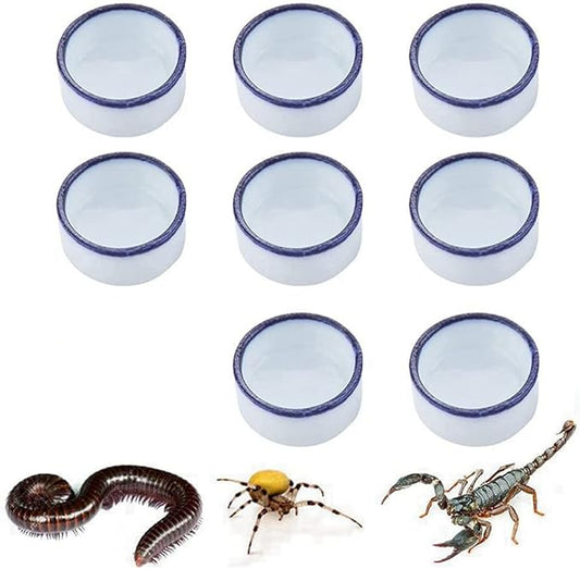 Tarantula Micro Water Bowl Spider Anti-Turnover Bowl for Small Hamster Tarantula Spider Scorpion Cricket Snail Manti Millipede Tiny Bugs Reptile Terrarium Cage Accessories (L (1.57??dia),8 Pcs)
