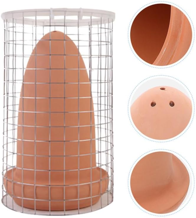 UPKOCH Ceramic Spawning Cone with Isolation Cage for Discus Angelfish, Aquarium Breeding Cave Bucket for Fish Egg Hatching Care