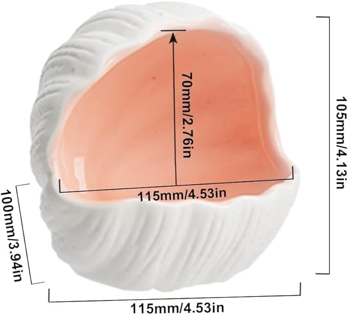 RUIAN Cute Aquarium Decorations Ceramic Conch Shell-Shaped House Thematic Betta Fish Tank Accessory Decor Ornament Hideout Cave for Fish Playing or Hiding,Hamster House,Craft Projects (Pink)