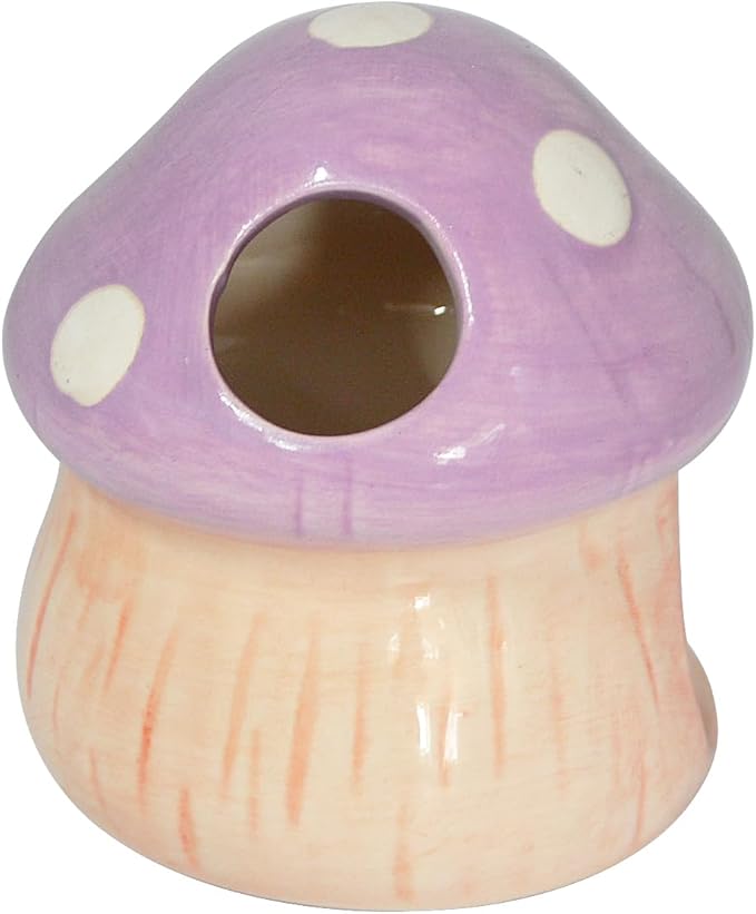 Saim Ceramics Mushroom House Aquarium Decor, Betta Fish Tank Accessories Landscape Decoration, Small Shrimp Goldfishes Habitat Hut Pleco Smalland Breeding Hide Caves Toad House - Purple