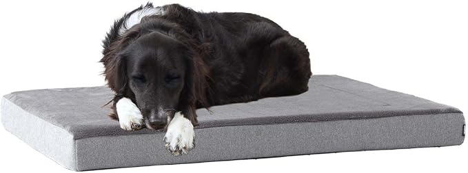 BarkBox Orthopedic Dog Bed - Large | with Memory Foam - Comfortable, Durable & Machine Washable Pet Bed - Grey