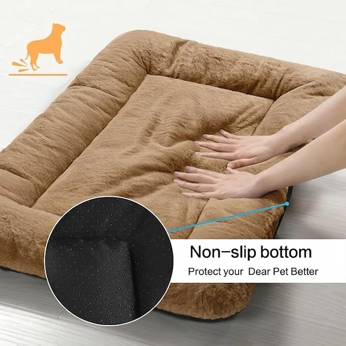 Dog Crate Pad Washable Dog Bed for Crate Large Cozy Mat 42-Inch Camel | Ultra Soft Kennel Pad,Anti-Slip Bottom,Fits for Most Metal Crates,Comfortable Sleeping Pet Mat