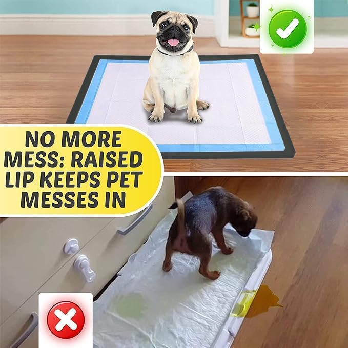 Dog Pee Pad Holder - Fits Up to 36” x 36” Pee Pad - 1 Pack - Black | Stable Grip, Soft Edges, Quick Wipe Silicone Surface, Dog Pad Holder for Indoor Flooring Protection