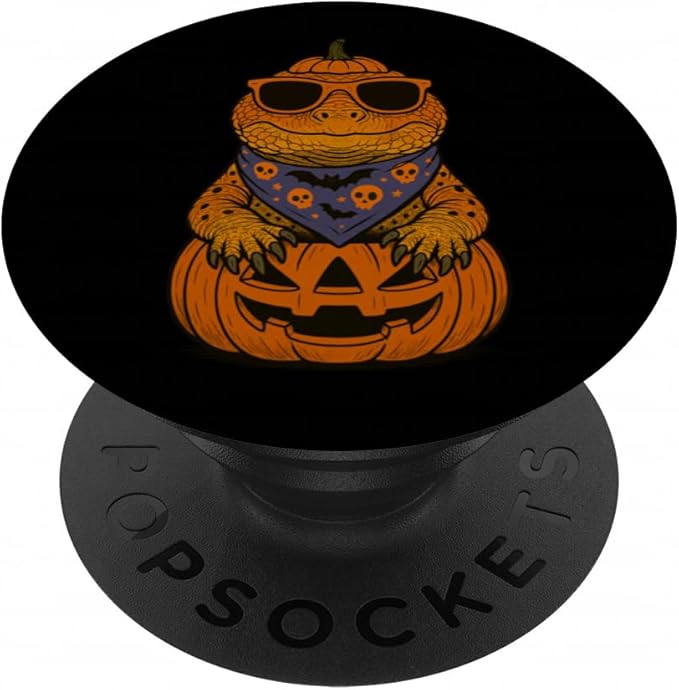 Spooky Uromastyx Pumpkin Halloween PopSockets Adhesive PopGrip