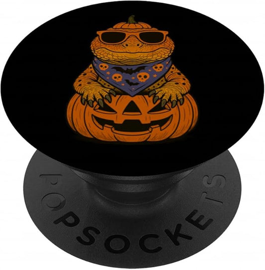 Spooky Uromastyx Pumpkin Halloween PopSockets Adhesive PopGrip