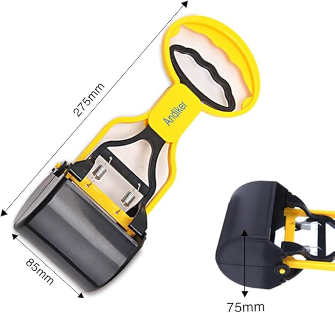 Andiker Portable Pet Pooper Scooper with Short Handle, Pet Clamp Scooper, High Elastic Spring Dog Poop Scoop Indoor and Outdoor Cleaning Tool (Black)