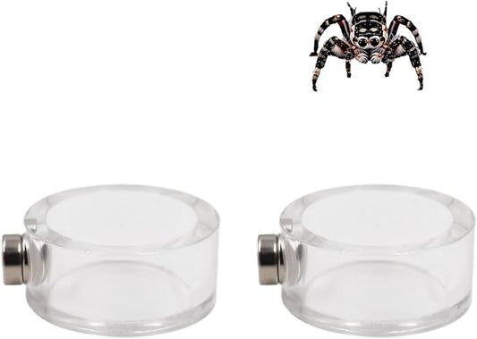 2 Pack Jumping Spider Enclosure Accessories, Leak-Proof Jumping Spider Feeding Dish with Magnet, Acrylic Water Bowl for Jumping Spider, Tarantula, Mantis, Other Small Reptiles or Insects