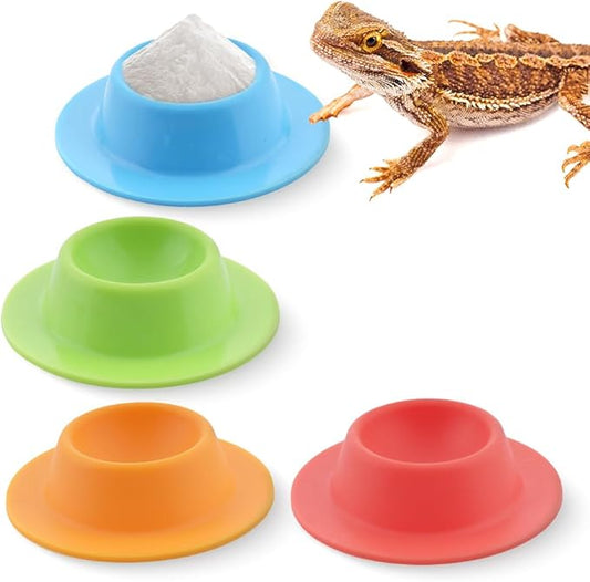4 Pack Gecko Calcium Dish Small Reptile Food and Water Bowl Silicone Shallow Feeder for Reptile Lizard Gecko Frog Snake Turtle