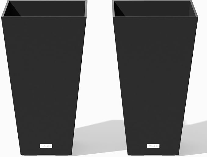 Veradek V-Resin Indoor/Outdoor Taper Planter, 2-Pack (24 inch, Black)