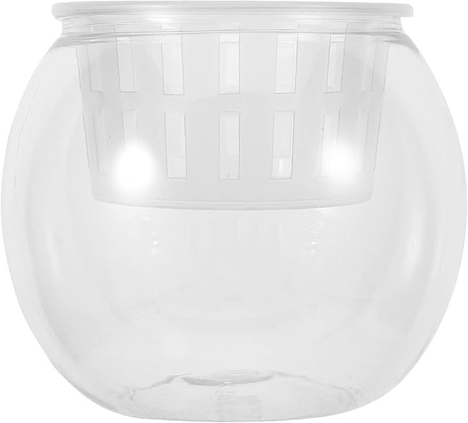 BESTonZON Desktop Betta Fish Bowl Hydroponic Planter with Plastic Round Aquarium 110c Medium Size for Living Room Table Micro Landscape