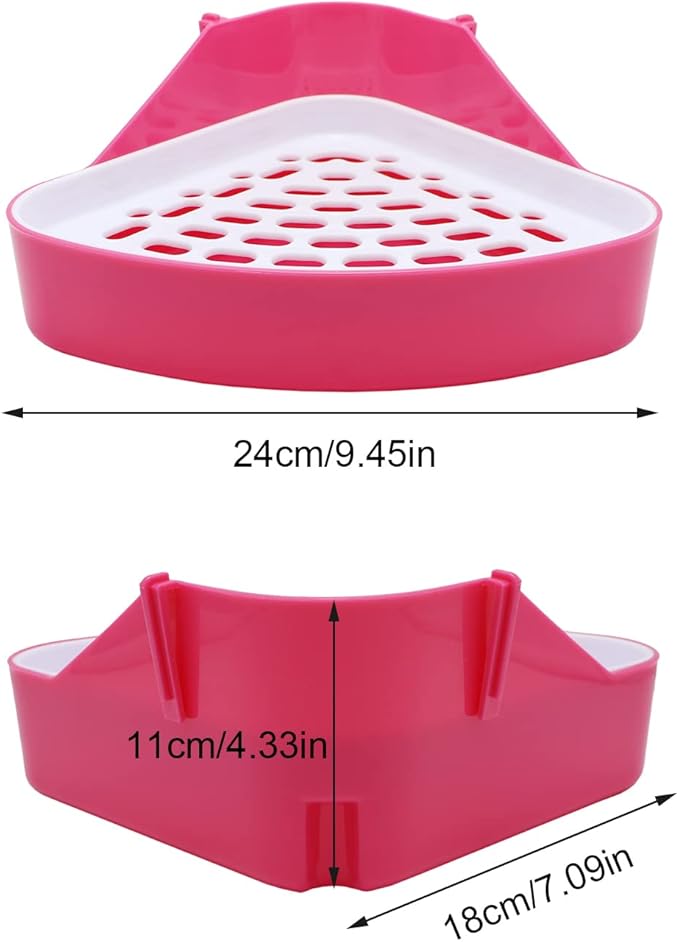 Litewoo Rabbit Litter Box Toilet Bunny Corner Litter Pan Pet Toilet Potty for Guinea Pigs Hamster Chinchilla Ferret Rabbit Small Animal (Pink)