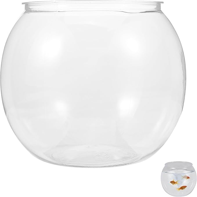 Mipcase Unbreakable Transparent Fish Tank Globe 5.90In Round Plastic Fish Bowl Desktop Aquarium Decor for Home Office Tabletop