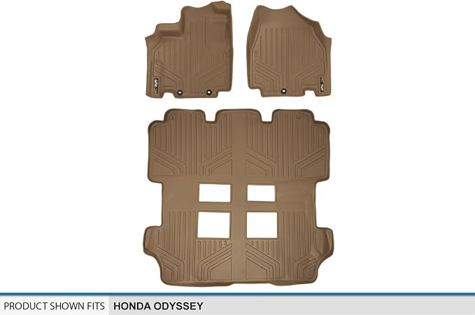 SMARTLINER Custom Fit Floor Mats 3 Row Liner Set for 2011-2017 Honda Odyssey